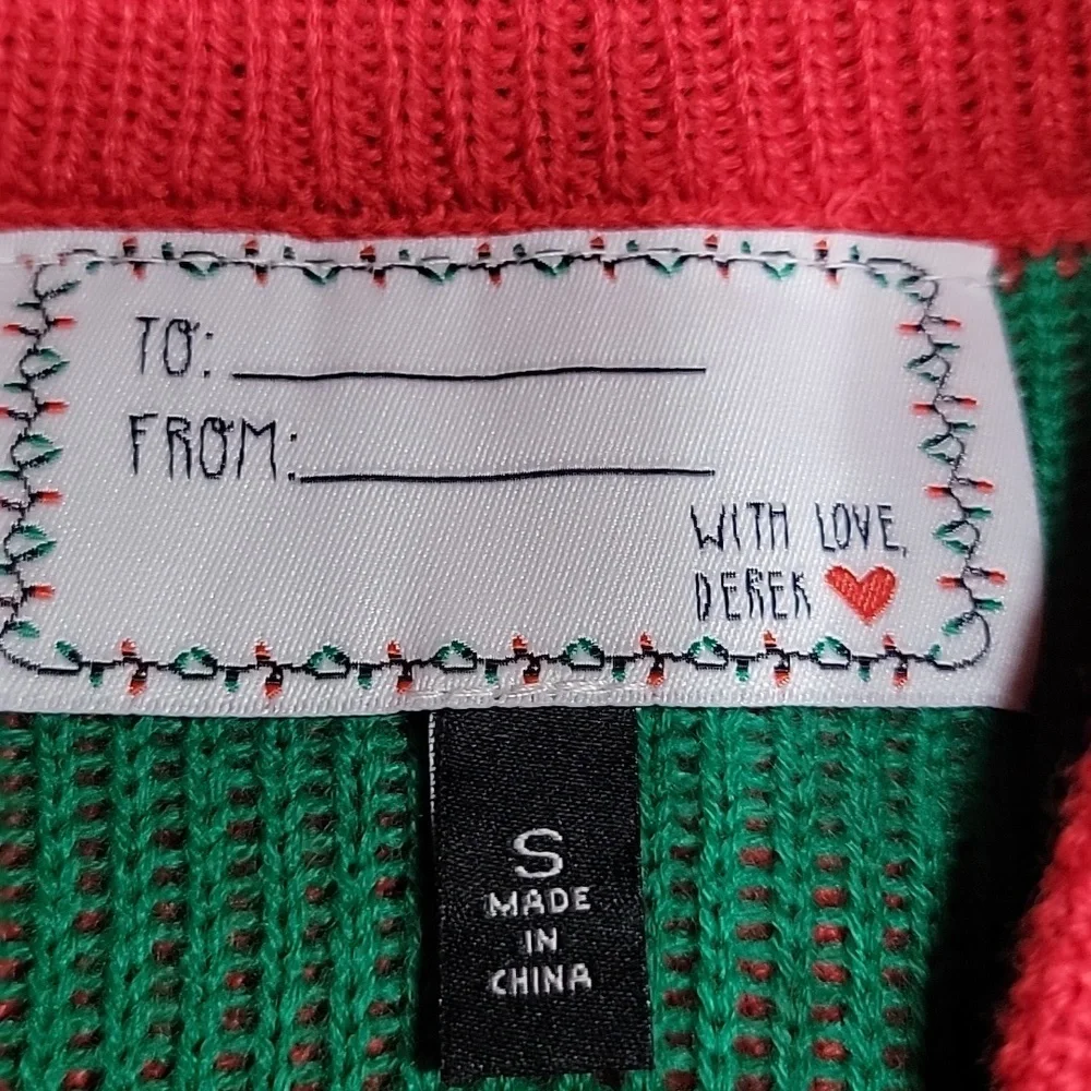 With Love Derek Size S Knit Sweater Skirt, Holiday Elf Pattern, Exc. Used Cond.